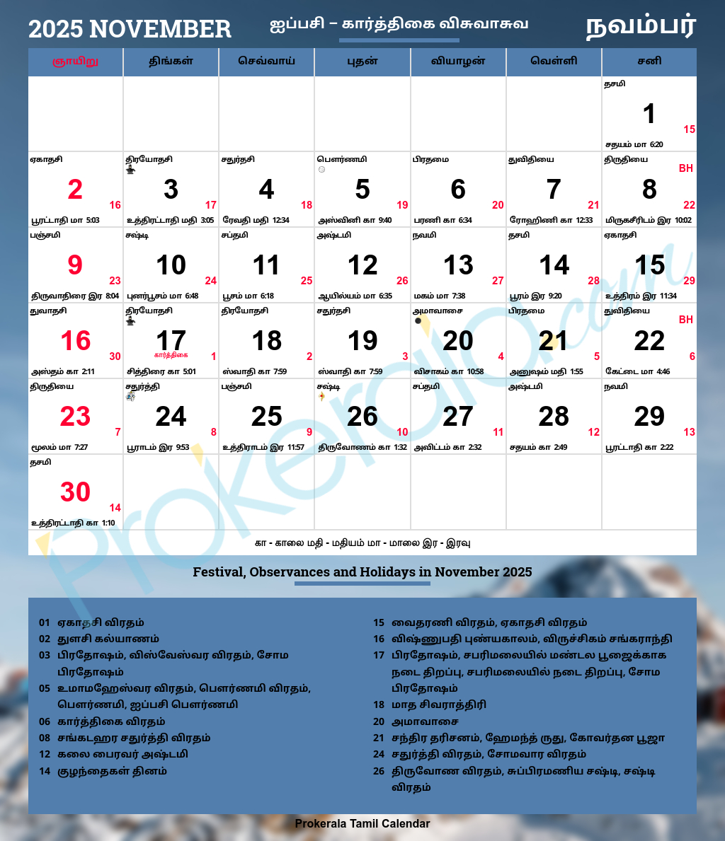 Tamil Calendar 2025, November with regard to Daily Sheet Calendar November 2025