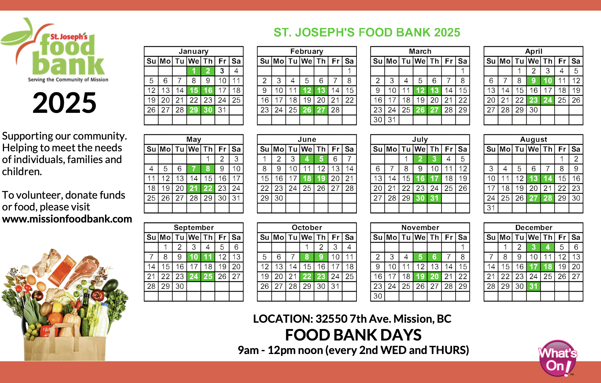 Terms Of Use – St Joseph&amp;#039;S Food Bank regarding Food Bank Calendar November 2025