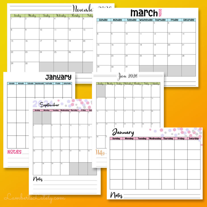 8.5×11 2026 Calendar Printable Free