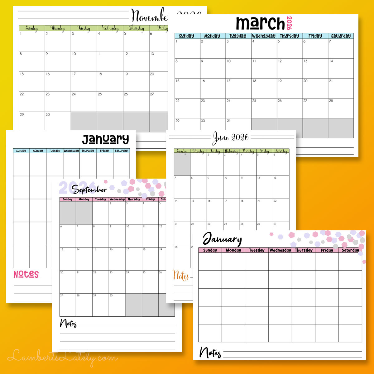 12 Free Printable Calendars For 2026 | Lamberts Lately for 8.5x11 2026 Calendar Printable Free