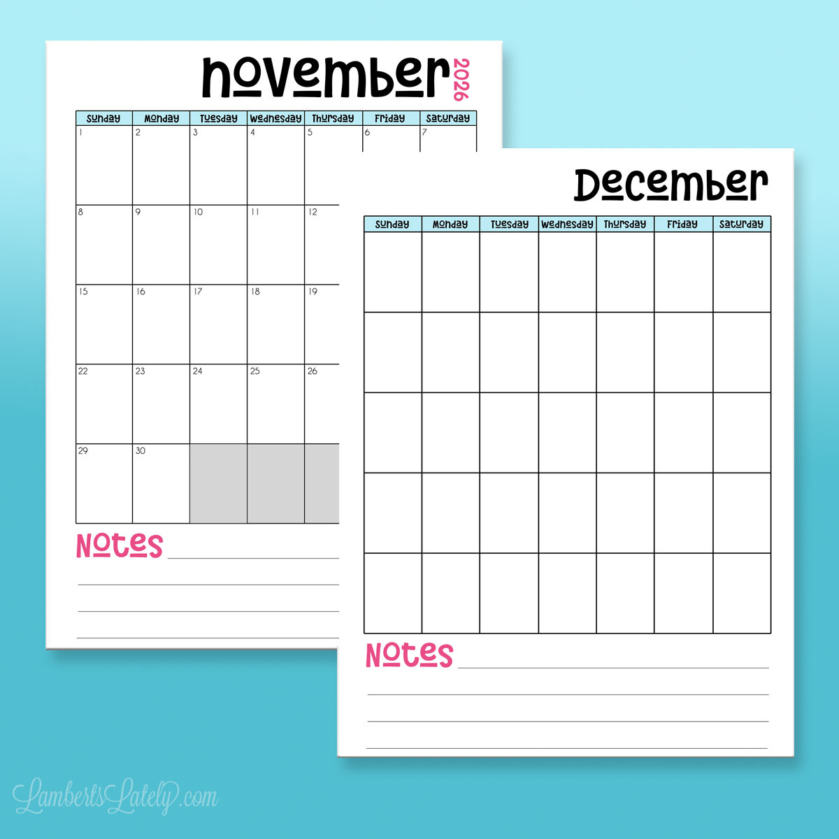 12 Free Printable Calendars For 2026 | Lamberts Lately in 8.5x11 2026 Calendar Printable Free