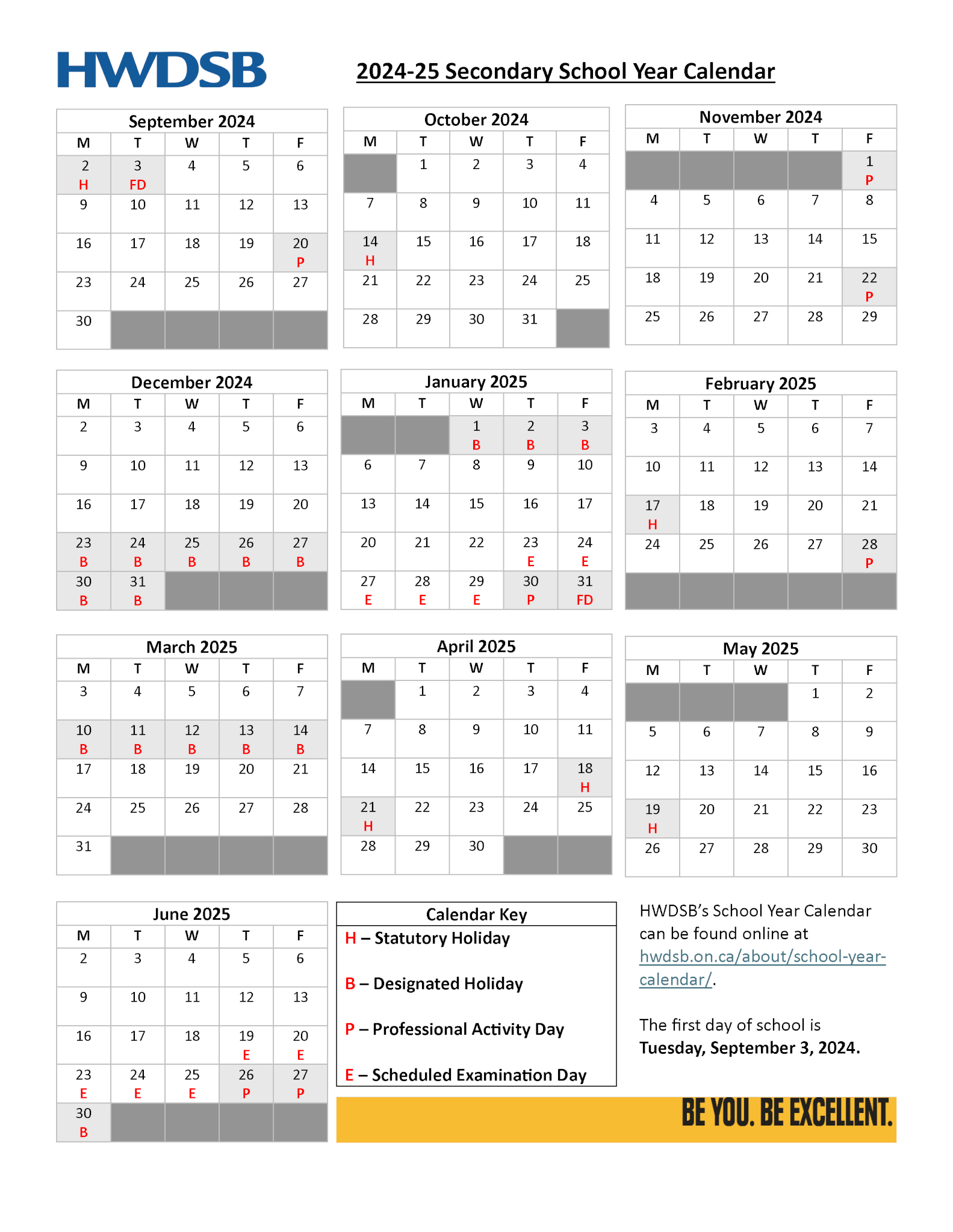 2024-25 Hwdsb School Year Calendars | Hamilton-Wentworth District throughout Halton Catholic School Board Calendar 2026