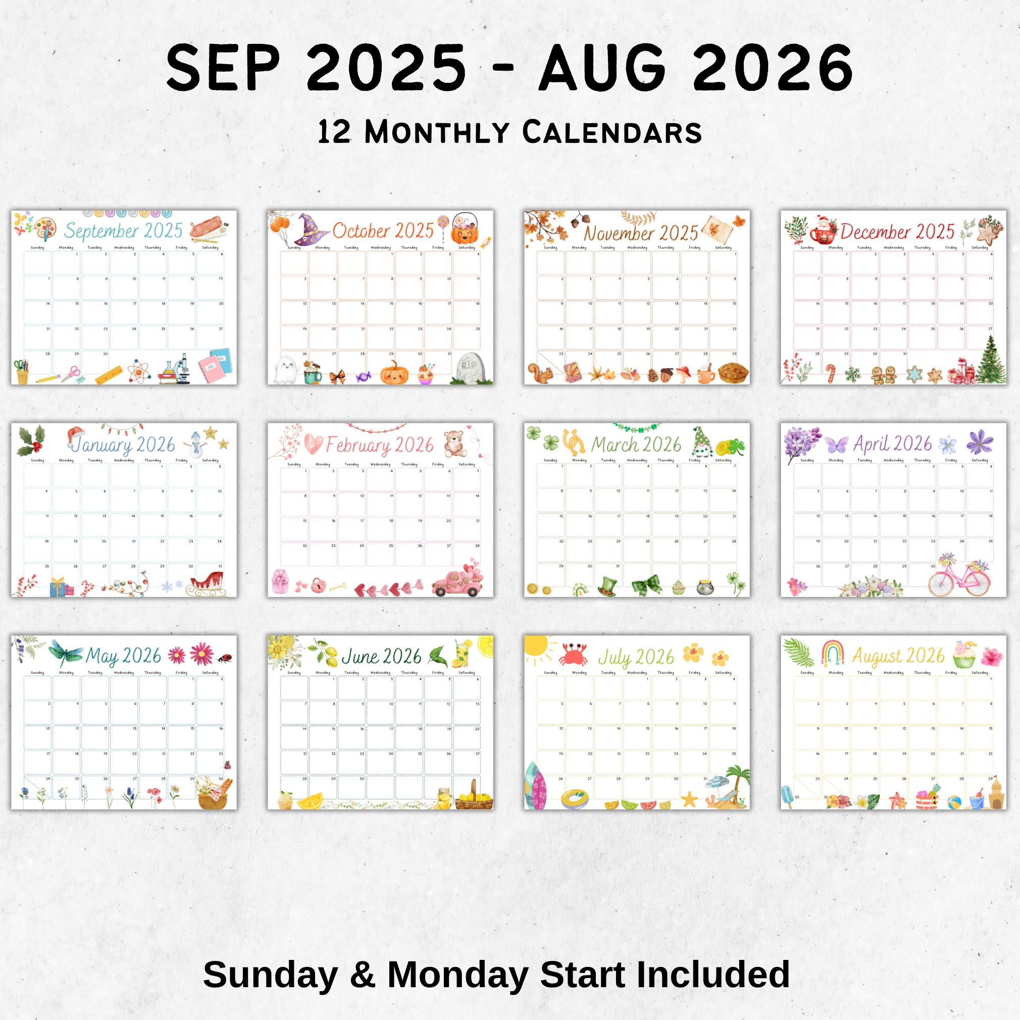 2025–2026 School Year Calendar Printable Fillable Pdf | September intended for September 2025 August 2026 Calendar Printable