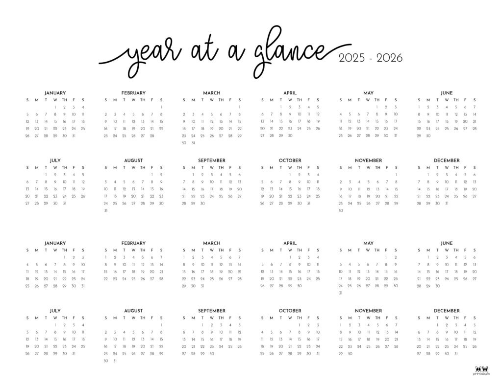 2025-2026 Two Year Calendars - 10 Free Cals | Printabulls regarding Calendar 2025 2026 Free Printable