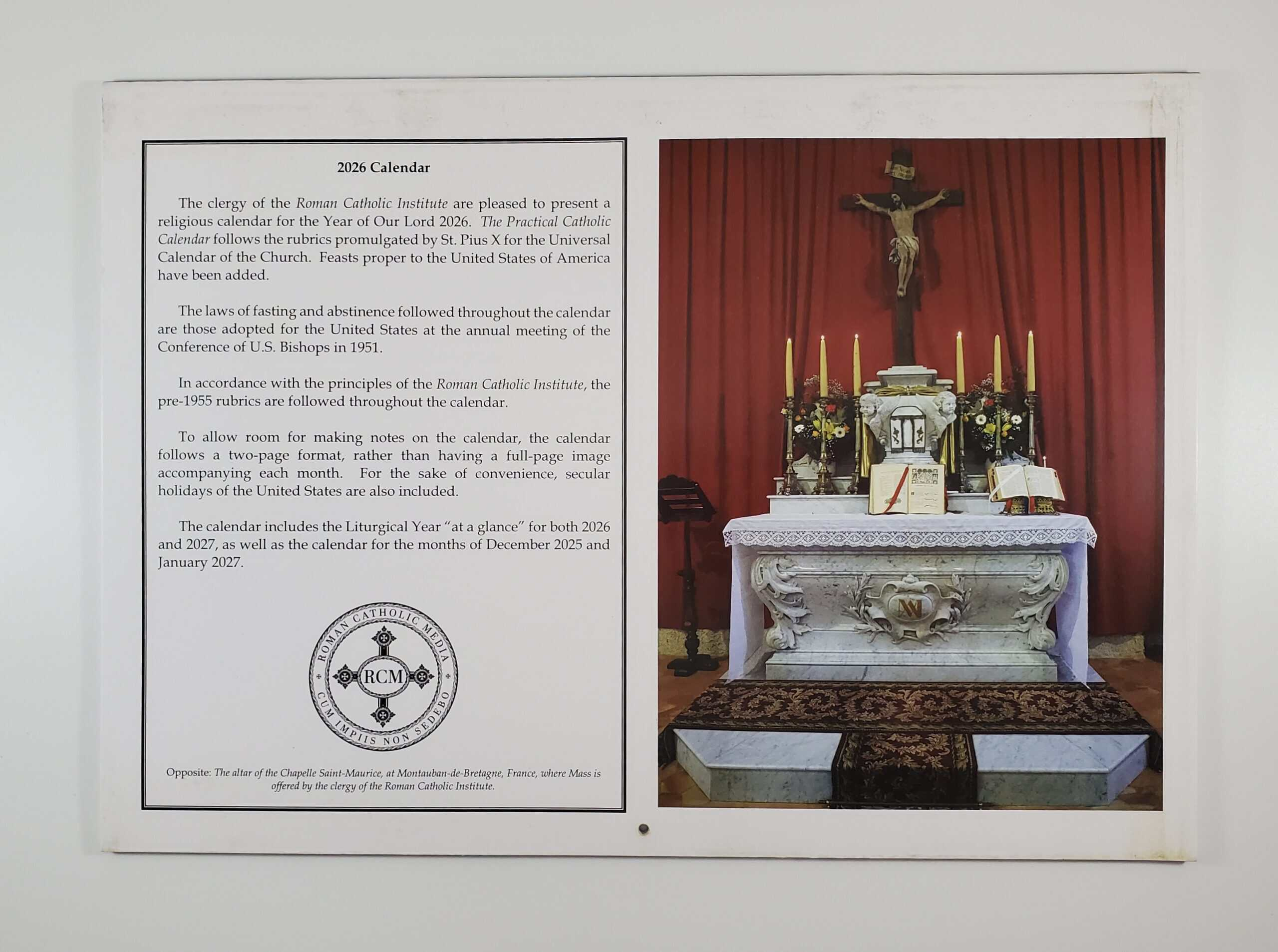 2026 14-Month Traditional Catholic Calendar - Roman Catholic Media with Traditional Latin Mass Catholic Calendar 2026