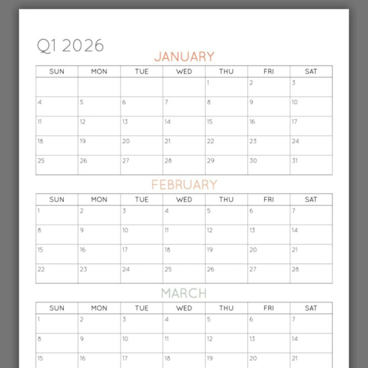 2026 Calendar Printable Quarterly