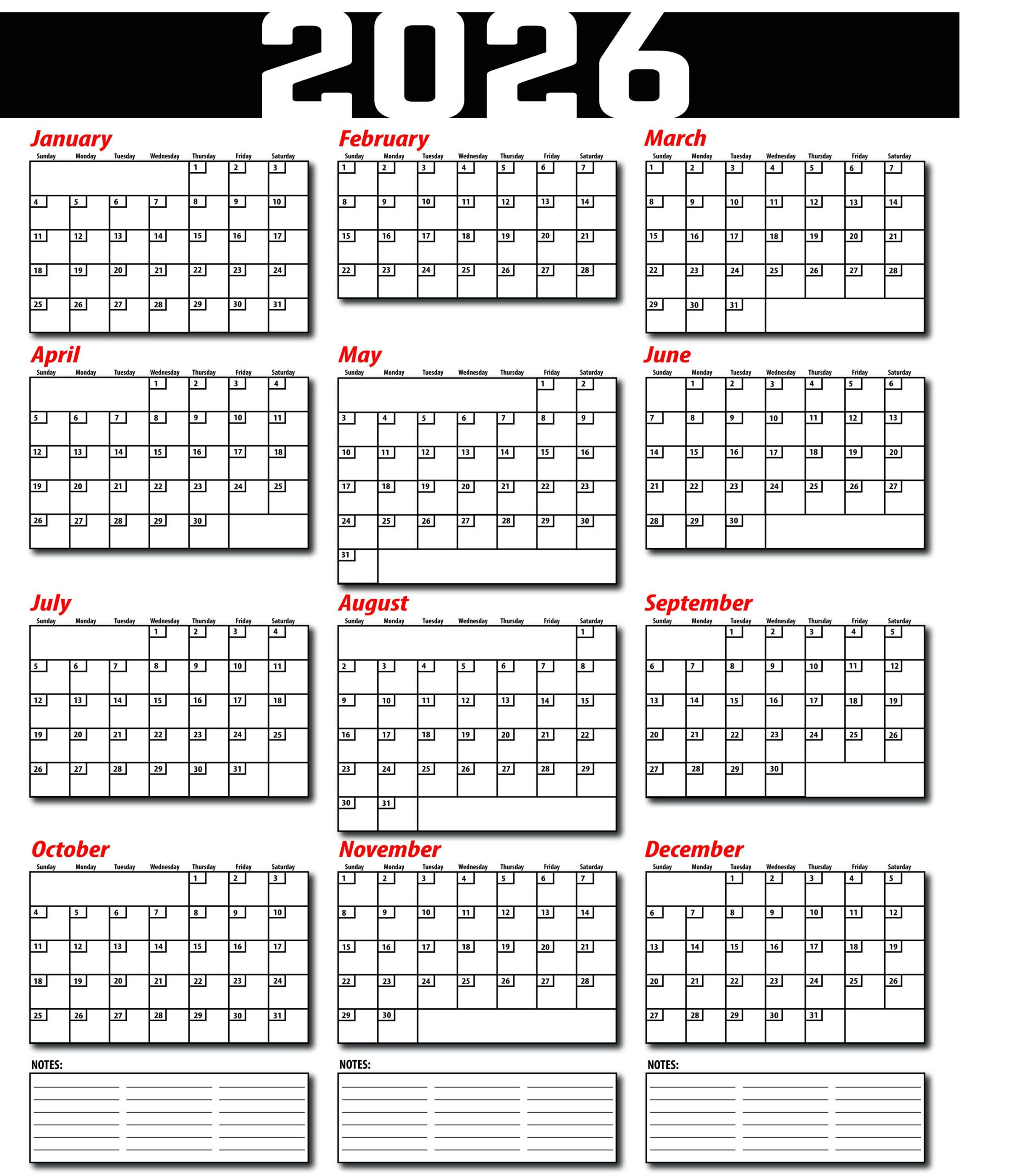 2026 Calendar 18"X24" Satin Poster - Etsy throughout Adp 2026 Calendar Printable