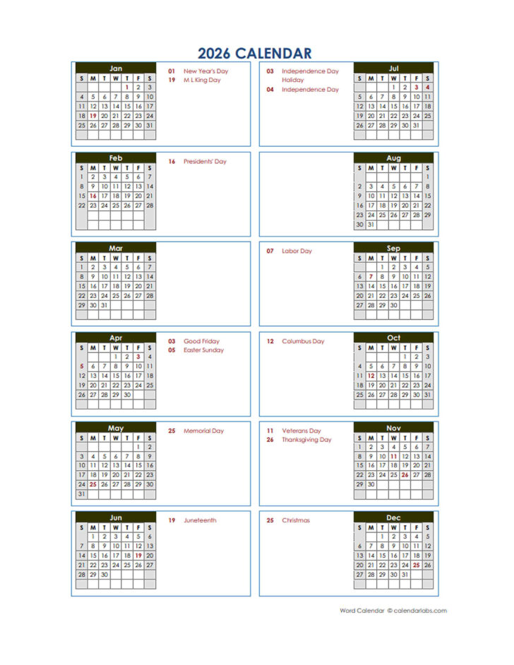 2026 Calendar Printable Calendarlabs