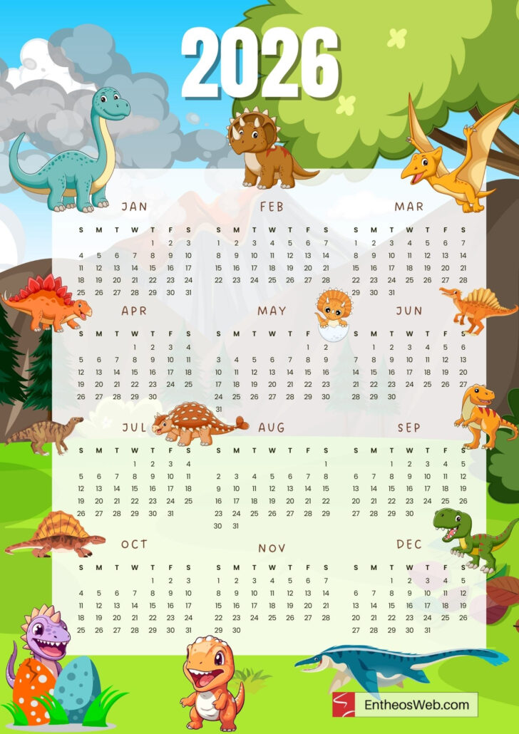 Printable Calendar 2026 For Kids