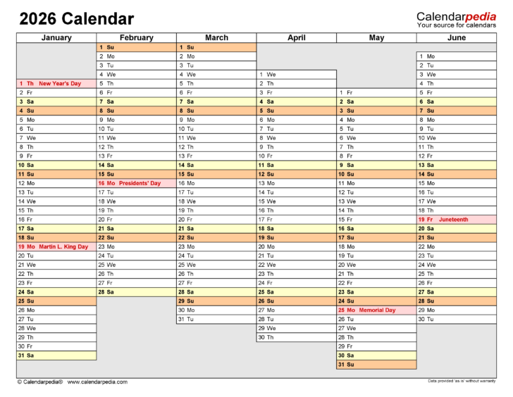 Attendance Calendar 2026 Printable