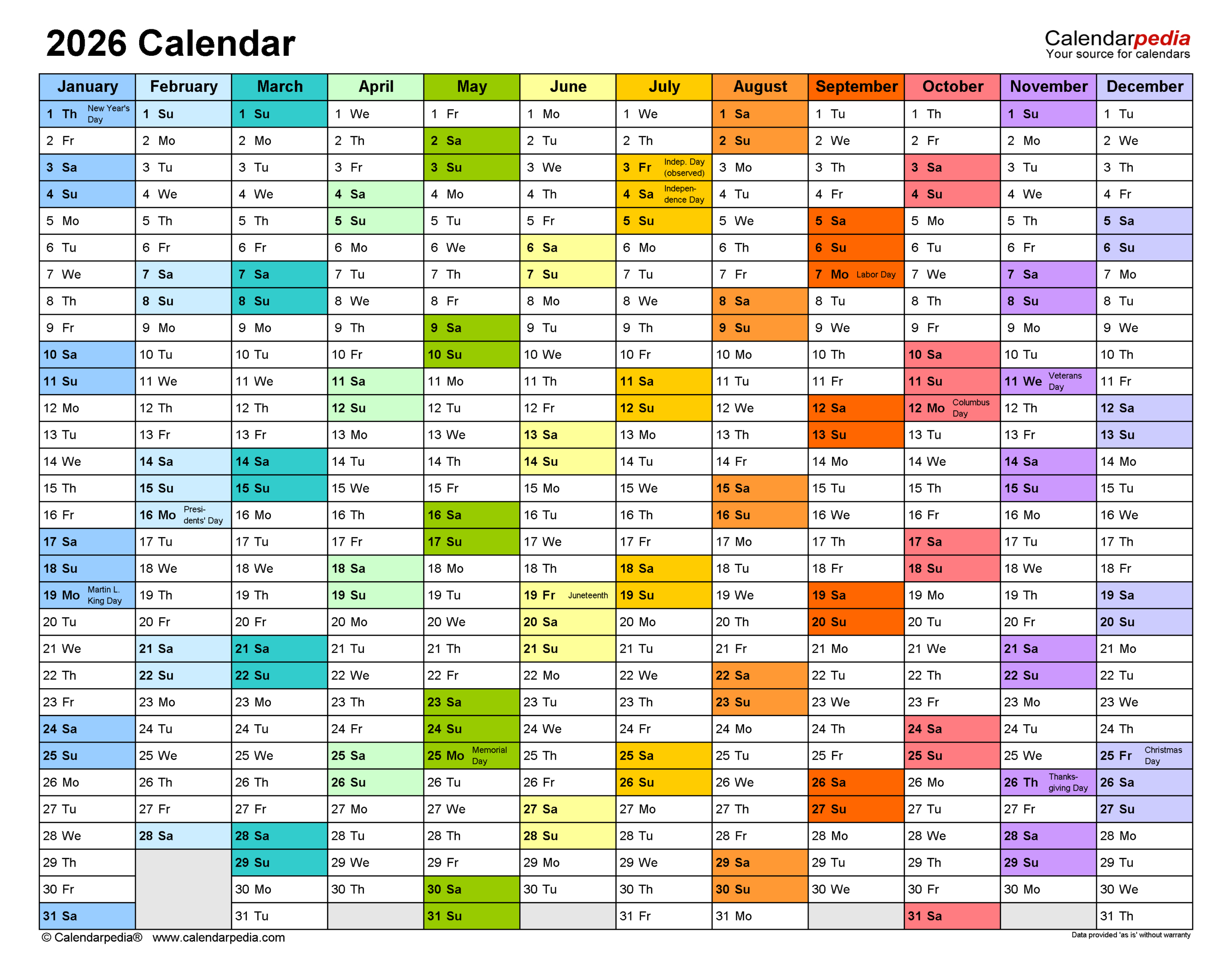 2026 Calendar - Free Printable Pdf Templates | Calendarpedia regarding 2026-2026 Attendance Calendar