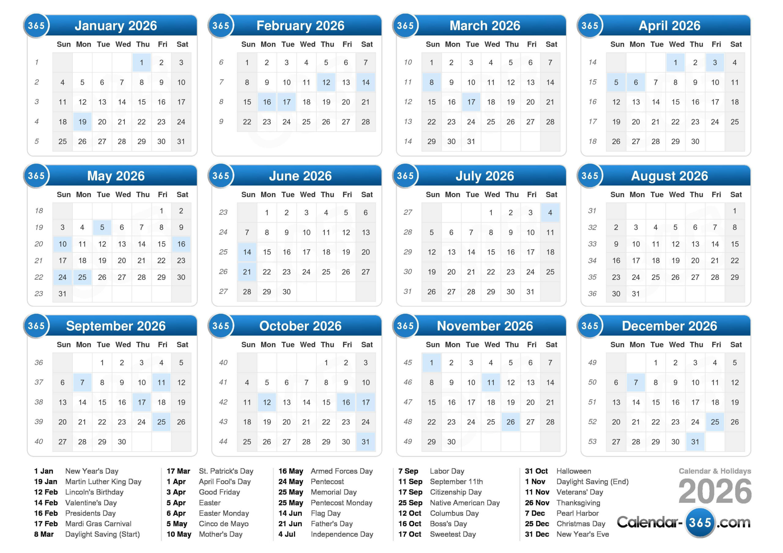 2026 Calendar pertaining to 2026 Calendar Printable 365