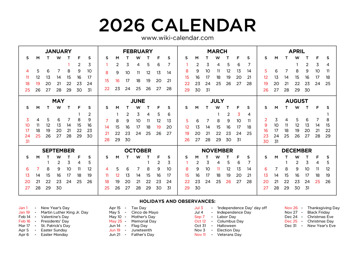 2026 Calendar Printable - Free Pdf With Holidays intended for 8.5X11 2026 Calendar Printable Free