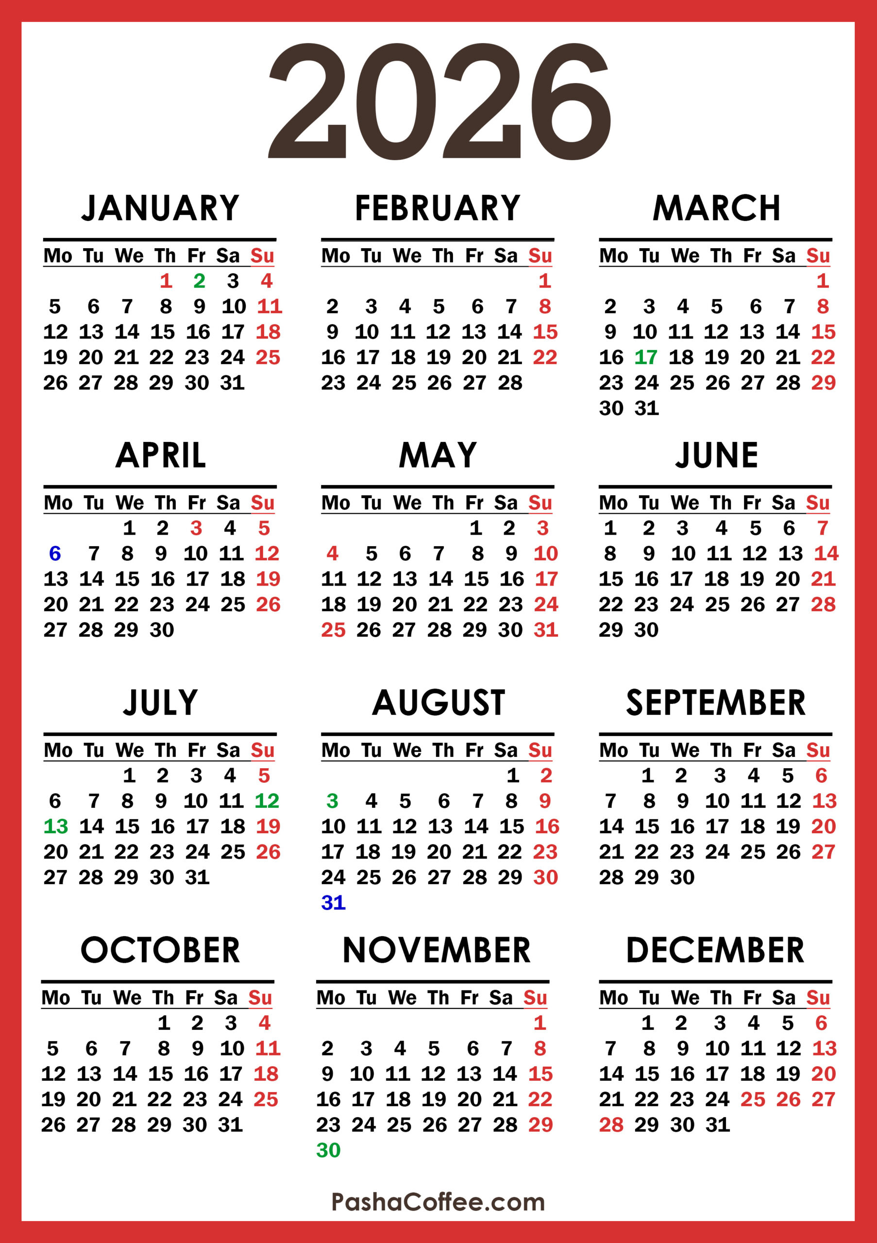 2026 Calendar With Uk Holidays, Printable Free, Vertical inside 2026 Calendar Printable with Holidays UK
