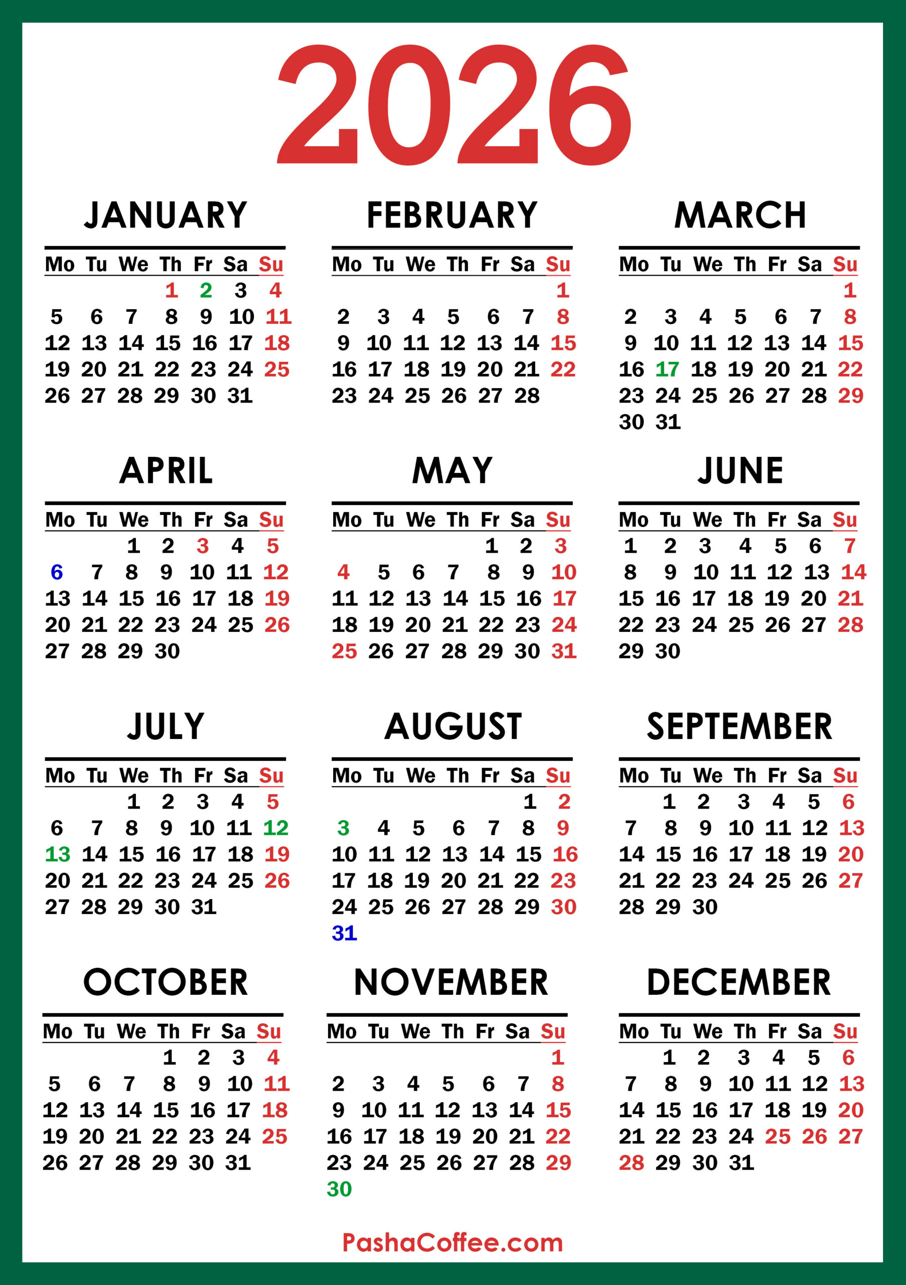 2026 Calendar With Uk Holidays, Printable Free, Vertical inside 2026 Calendar Uk With Bank Holidays Printable