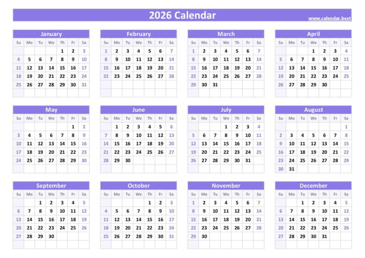2026 Calendar Printable with Weeks