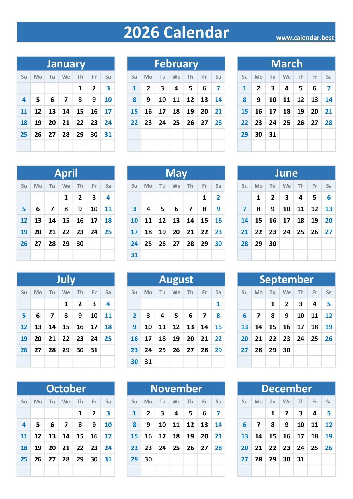 2026 Calendar With Week Numbers within 2026 Calendar Printable Portrait