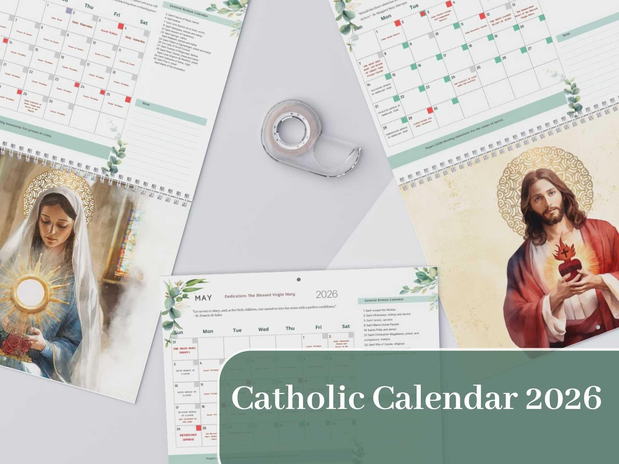 2026 Catholic Calendar: Wall Calendar With Hanger / Catholic Gift throughout Roman Catholic Calendar 2026