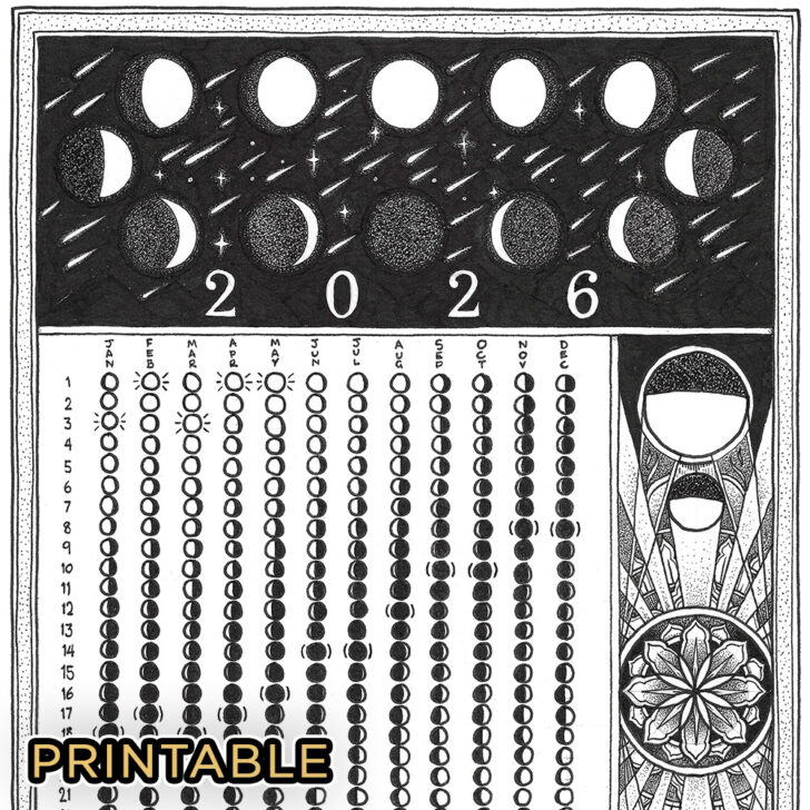 Moon Phase Calendar 2026 Printable