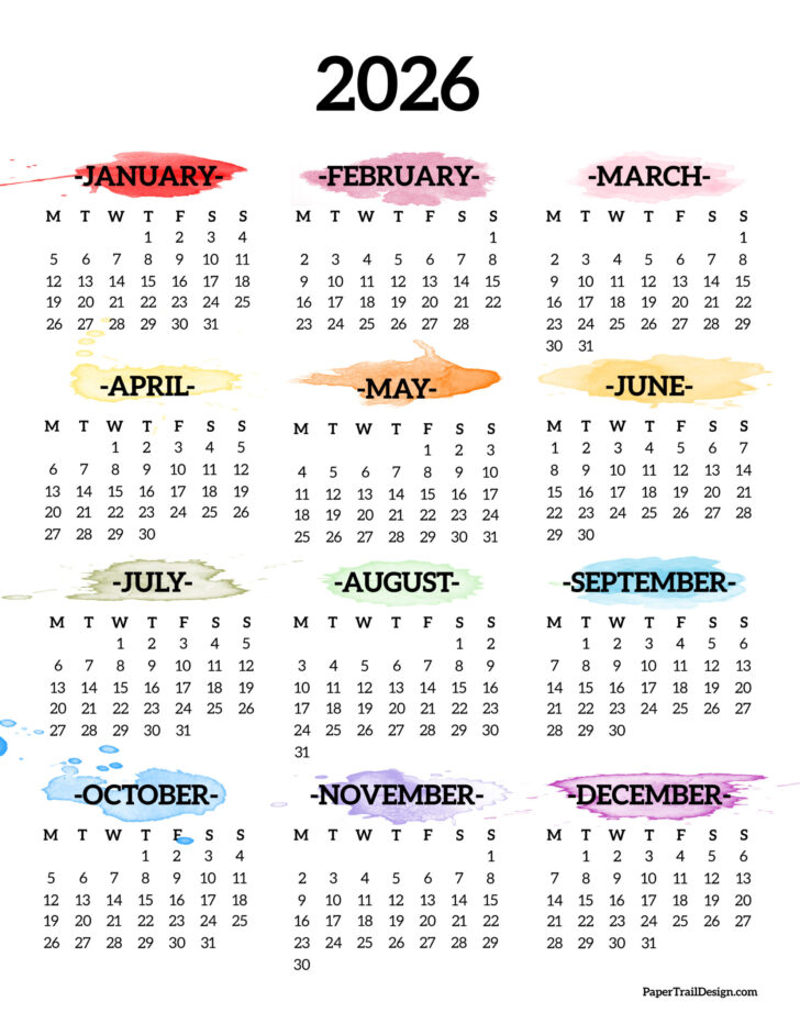 2026 Calendar Printable Monday to Sunday