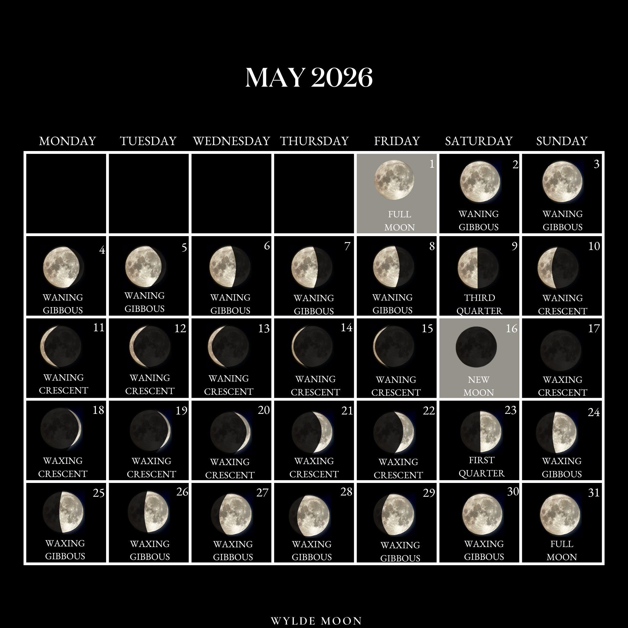 2026 Moon Calendar - Every Phase And Stage Of The Moon for Moon Phase Calendar 2026
