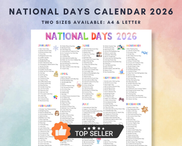 National Day Calendar 2026 Printable Free