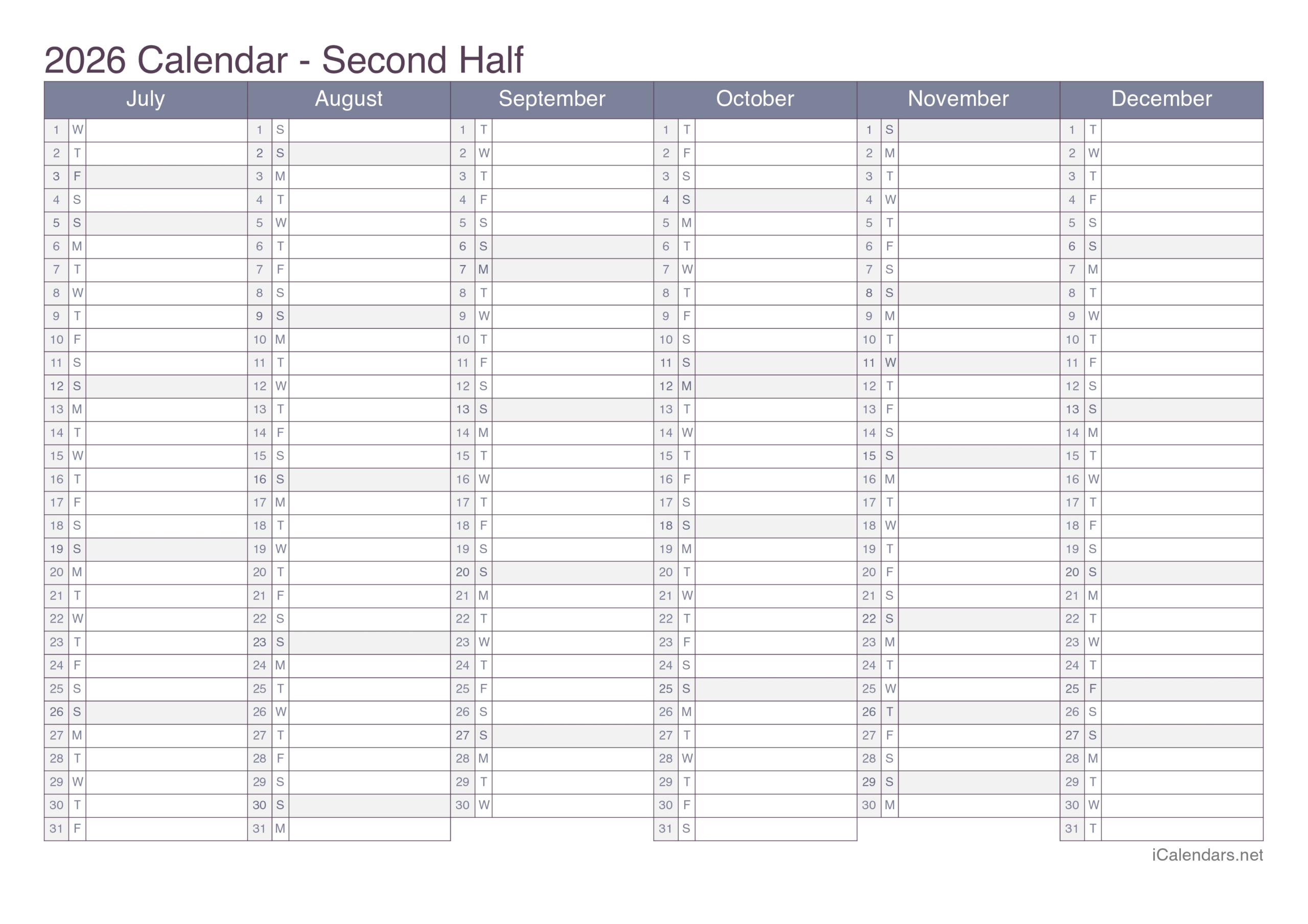 2026 Printable Calendar - Pdf Or Excel pertaining to 2026 Calendar Printable Fillable
