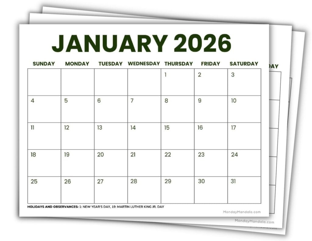 2026 Printable Calendars (56 Free Pdf Printables) with regard to Calendar 2026 Printable Monthly