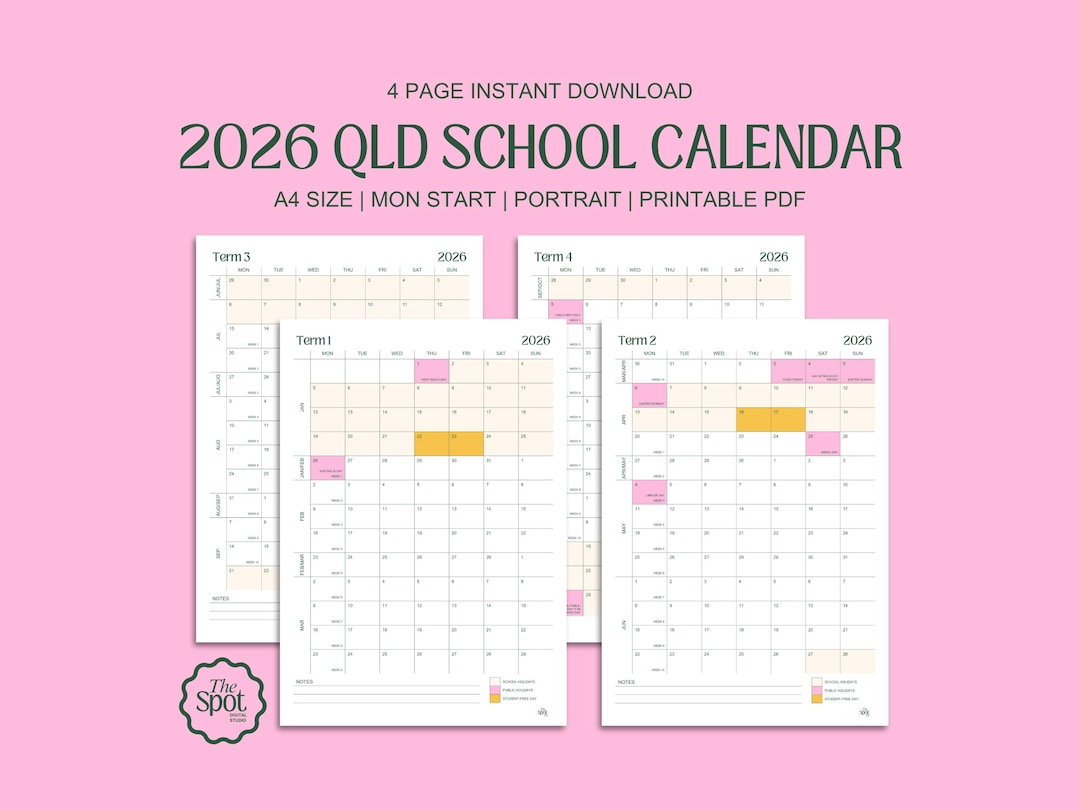 2026 Queensland School Calendar: Term Planner For Students for 2026 School Calendar Qld Printable