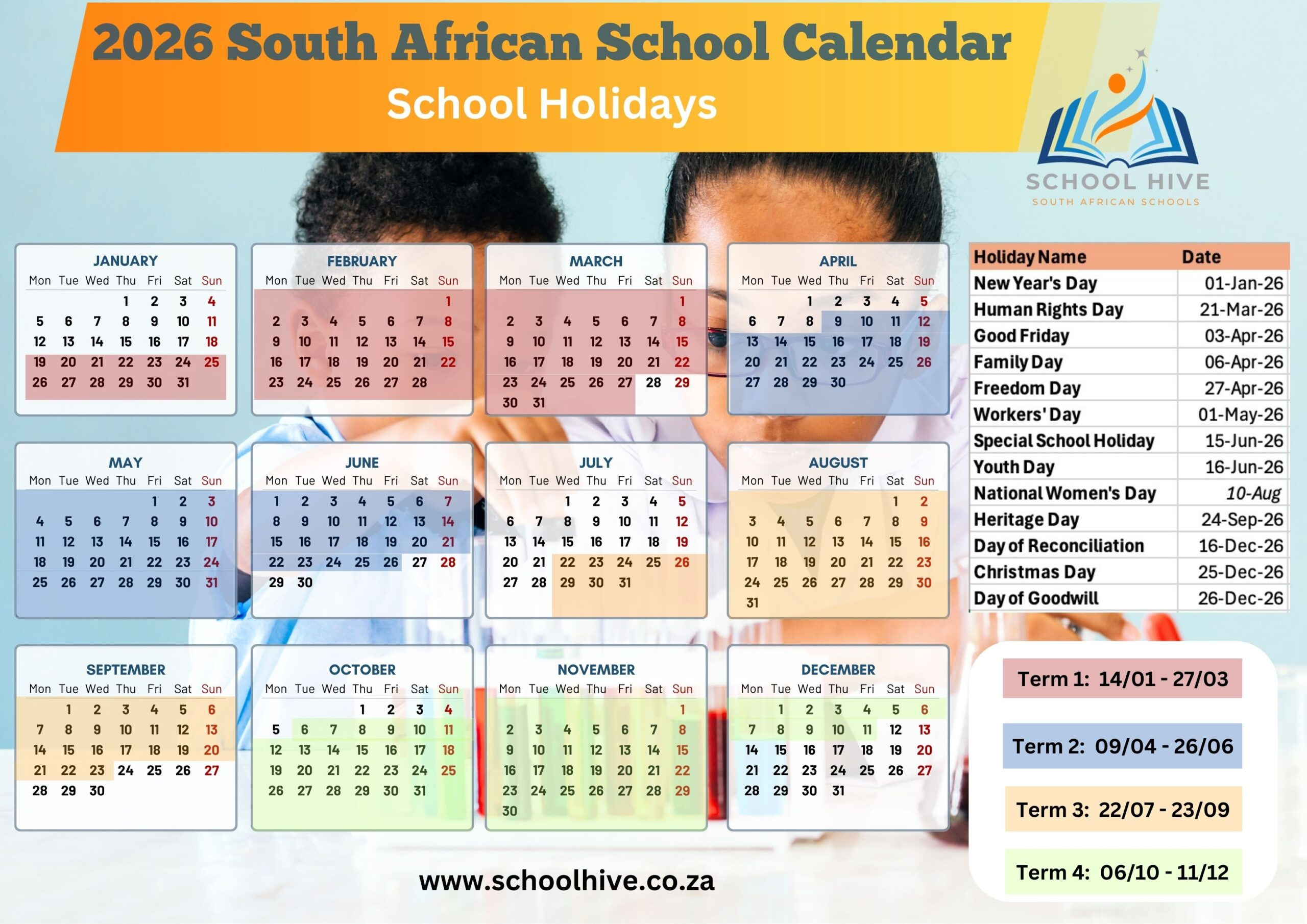 2026 School Calendar South Africa (Printable Pdf &amp;amp; Term Dates) in 2026 School Calendar South Africa Printable