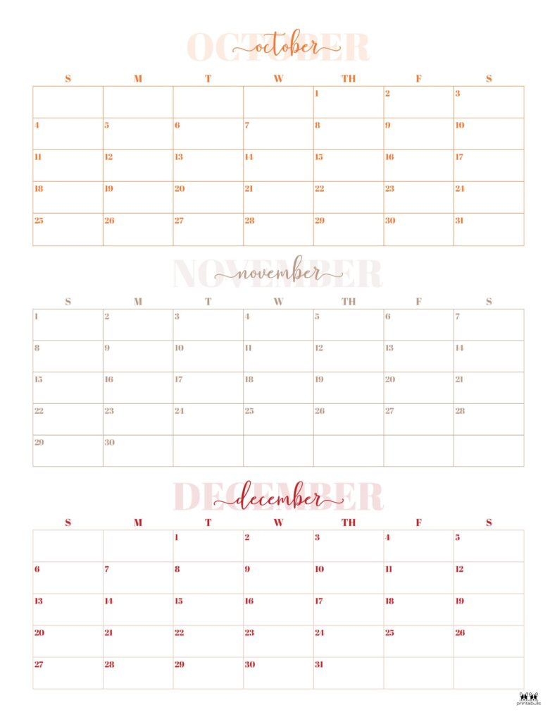 2026 Three Month/Quarterly Calendars - 36 Free Cals | Printabulls in 3 Month Printable Calendar 2026