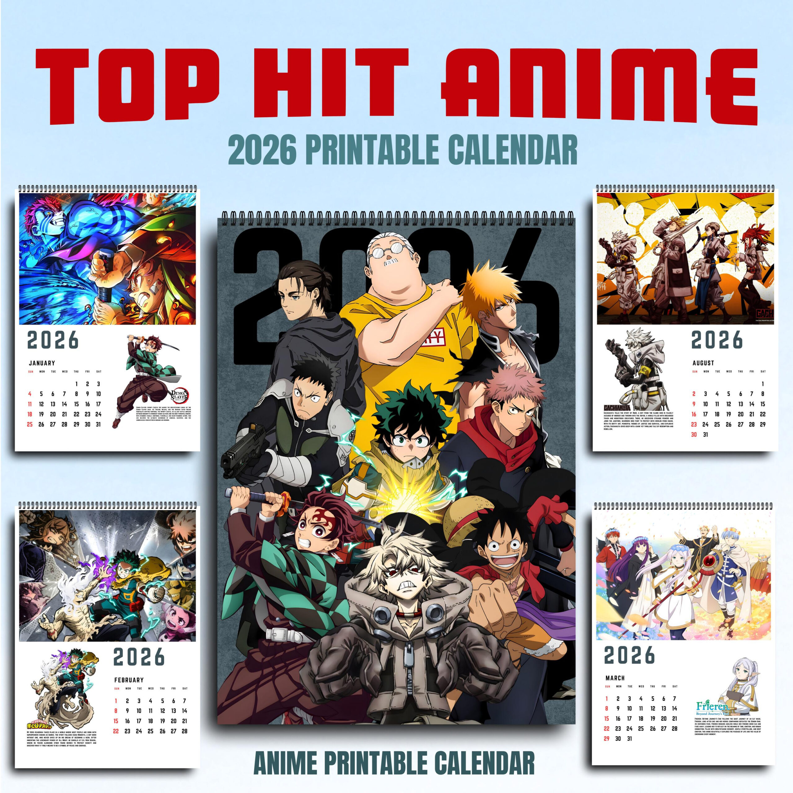 2026 Top Hit Anime Digital Printable Calendar Ready To Print Pdf regarding Anime Calendar 2026 Printable