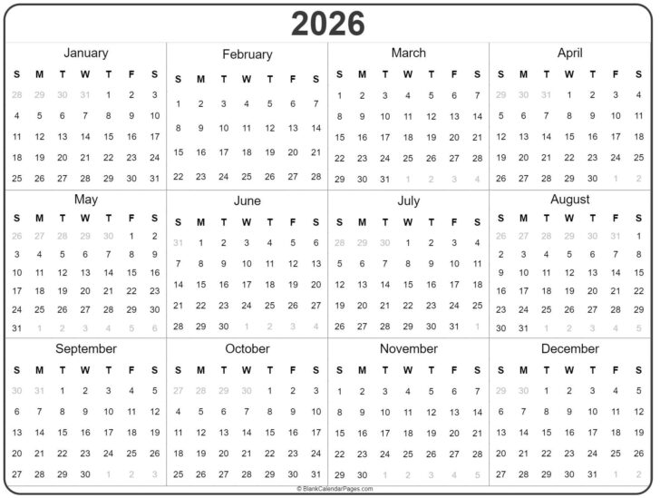 2026 Calendar Printable and Editable