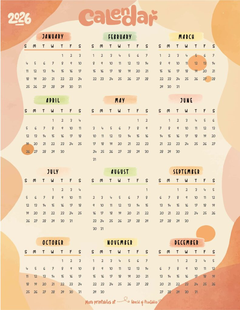 2026 Year Calendars - 160 Free Styles To Download - World Of regarding 2026 Calendar Printable Aesthetic