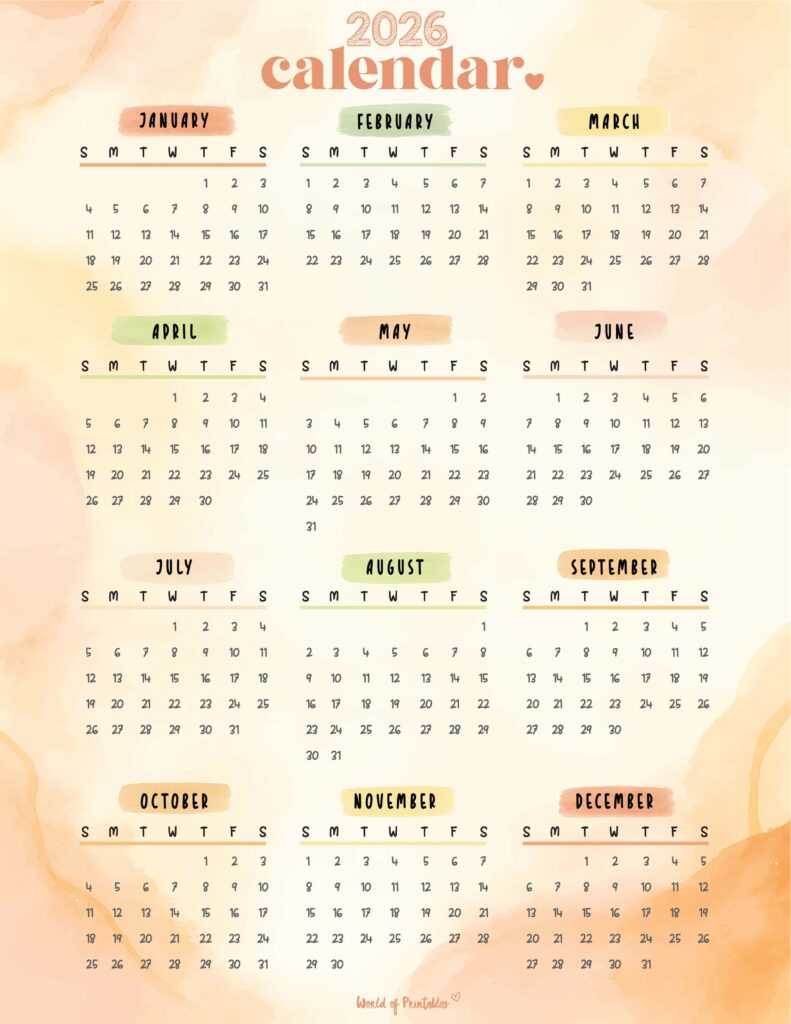 2026 Year Calendars - 160 Free Styles To Download - World Of with 2023 to 2026 Calendar Printable