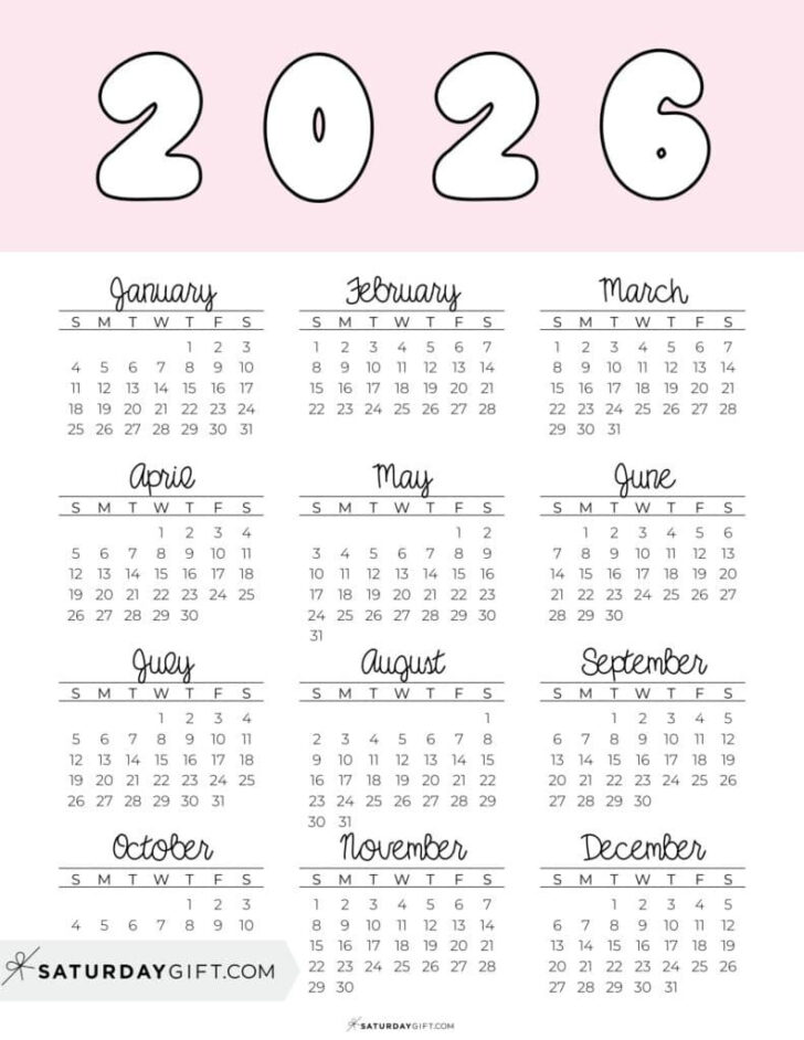 Calendar Of 2026 Printable
