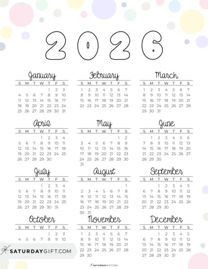 2026 Year Calendar Printable Free