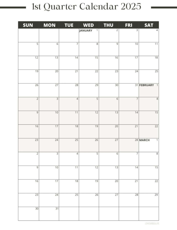 3 Month Printable Calendar 2025 – 2026