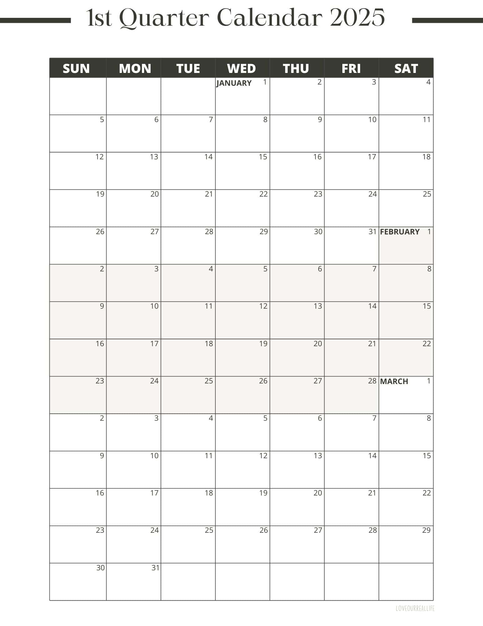 3 Month Calendar Printables: 2025 And 2026! ⋆ Love Our Real Life intended for 3 Month Printable Calendar 2025 - 2026
