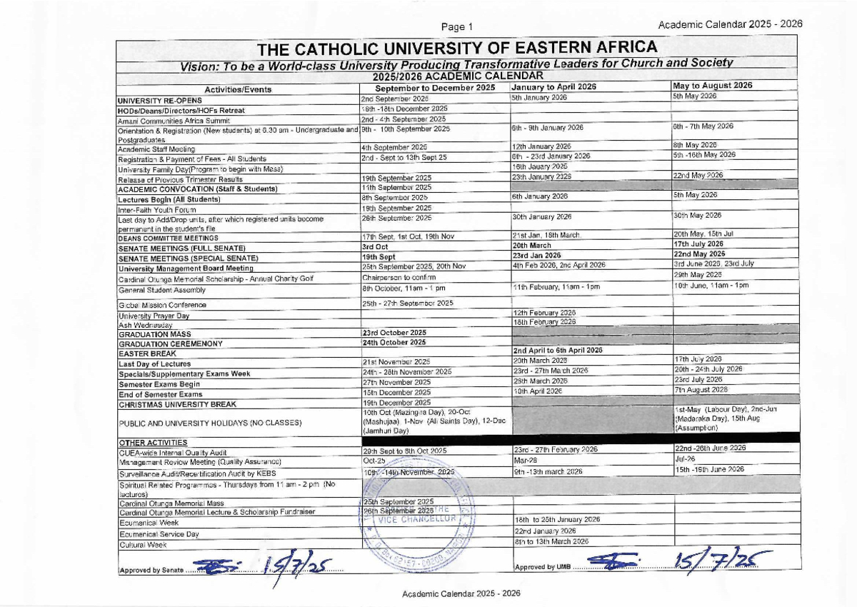 Academic Calendar 2025-2026 - The Catholic University Of Eastern with Catholic University Academic Calendar 2026