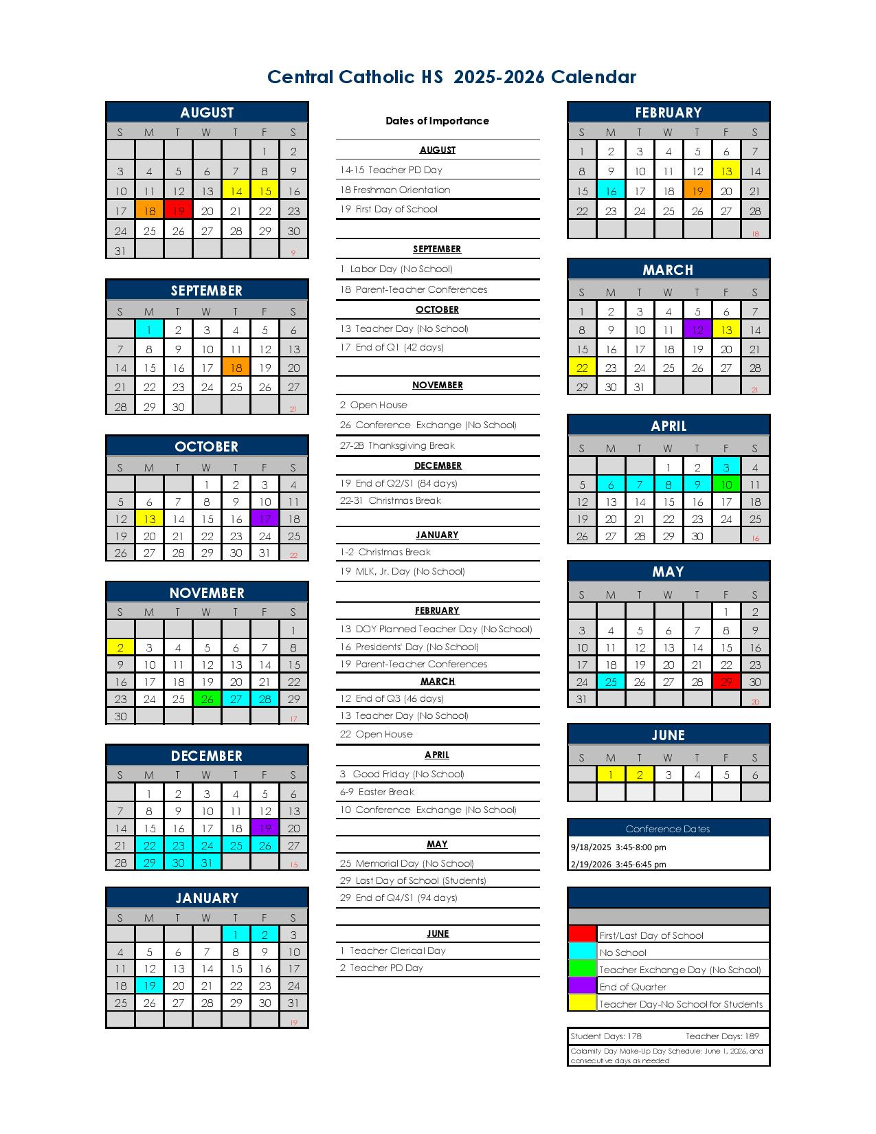 Academic Calendar 2025-2026 with Catholic University Academic Calendar 2026