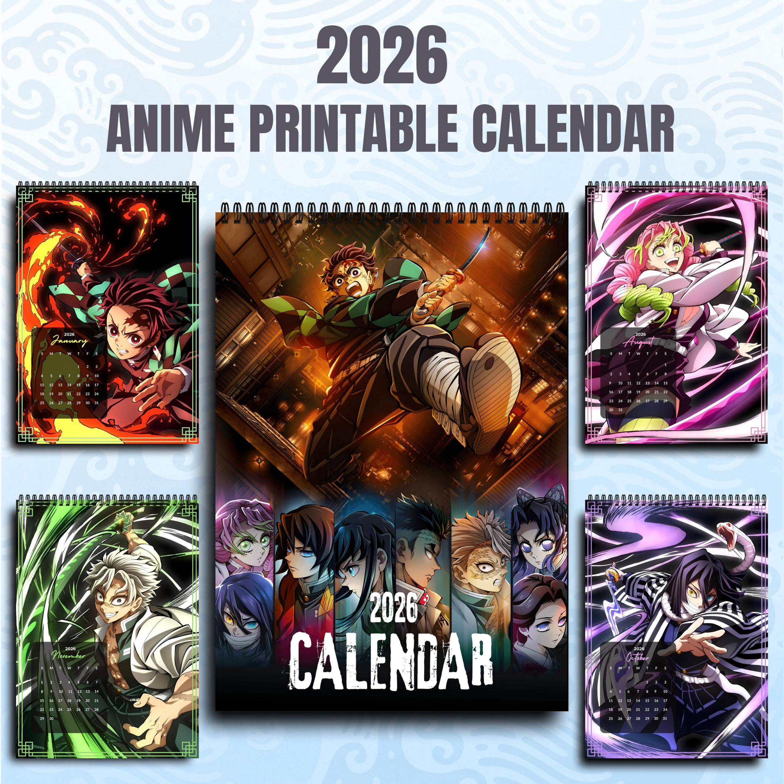 Anime Calendar 2026 Demon Slayer Printable Pdf (Digital Download in Anime Calendar 2026 Schedule