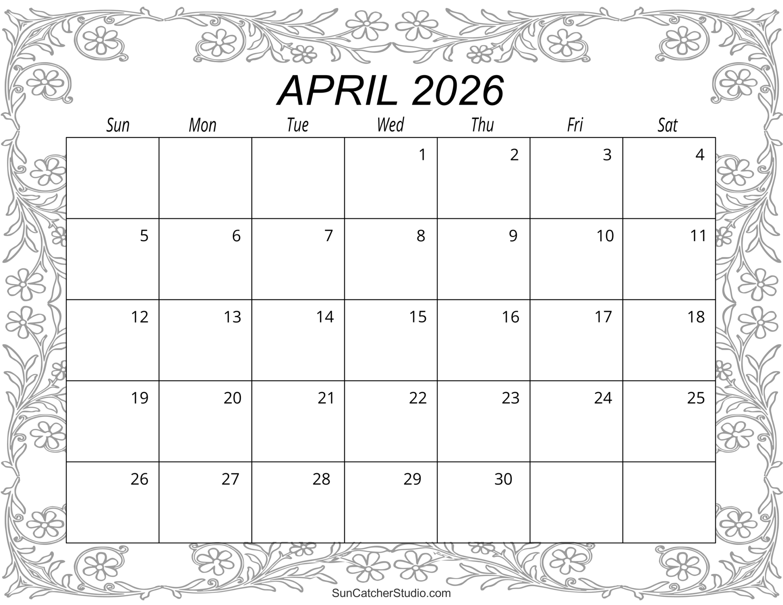 April 2026 Calendar (Free Printable) – Free Printables, Lettering for Free Printable Kids Calendar 2026 Monthly