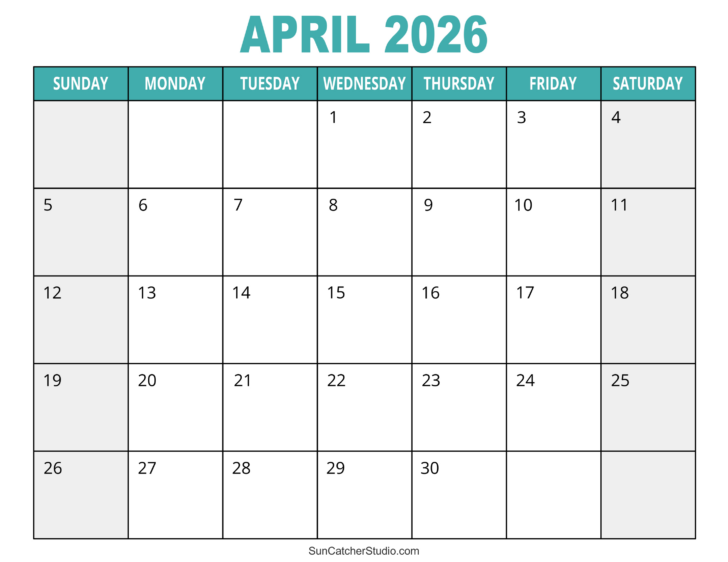 Blank Calendar 2026 Printable Monthly