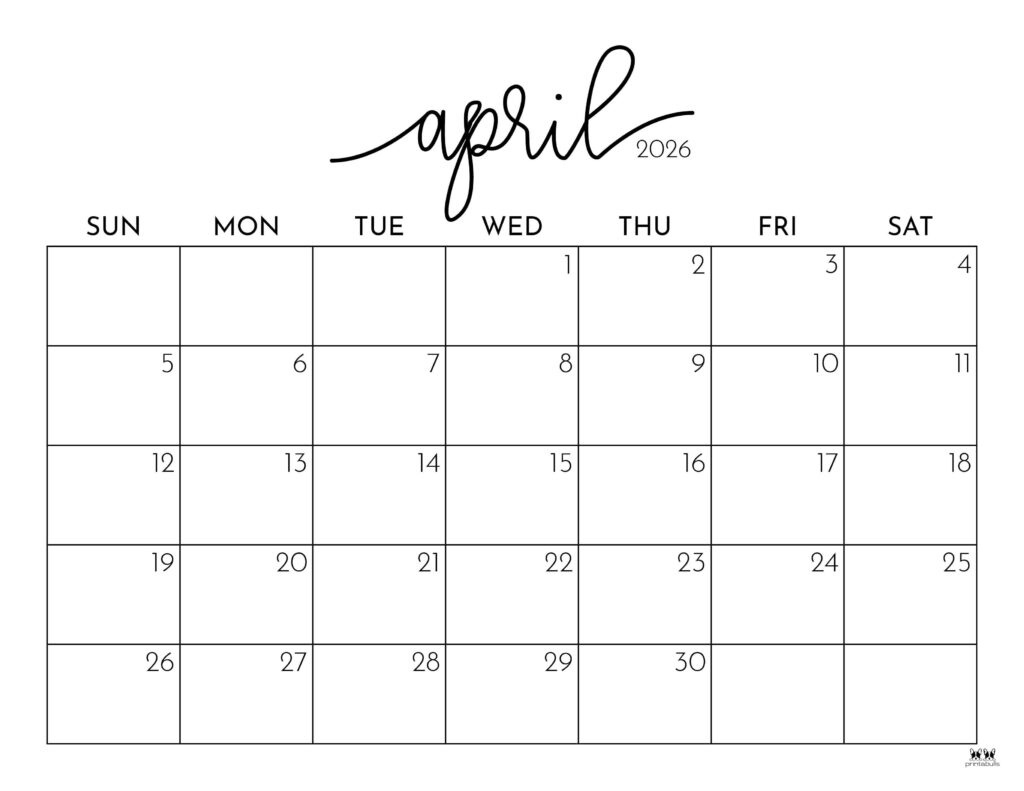 April 2026 Calendars - 123 Free Printables | Printabulls pertaining to April 2026 Calendar Printable