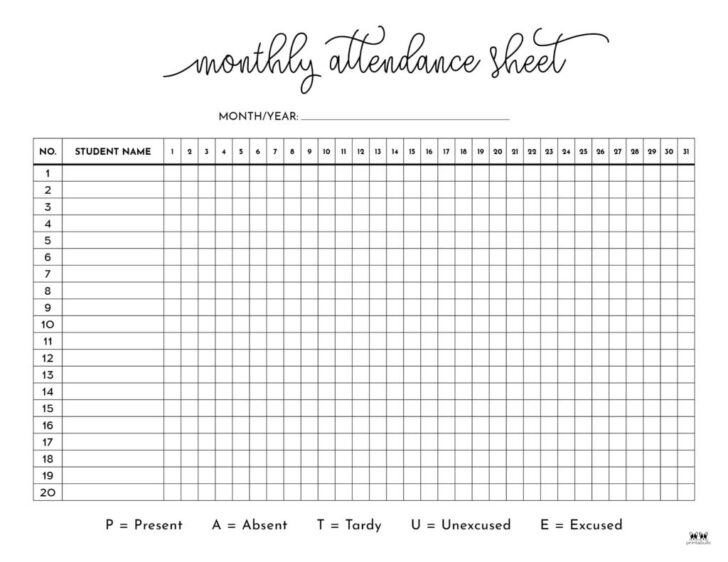 Attendance Sheet August 2026