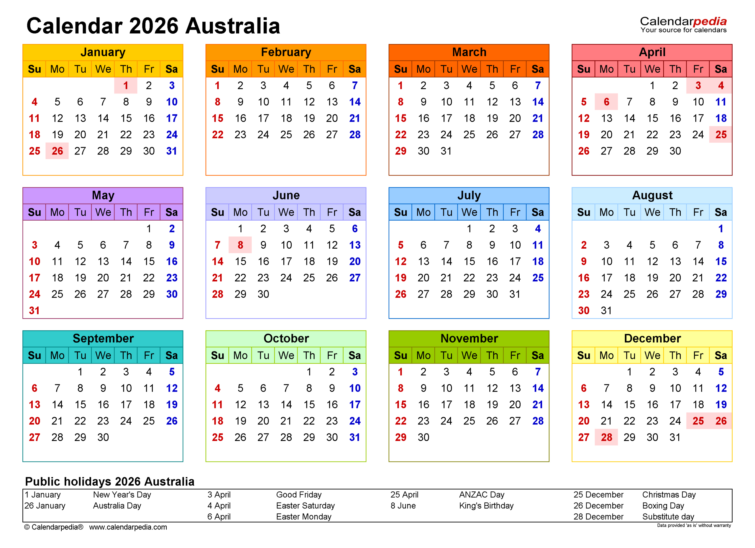 Australia Calendar 2026 - Free Printable Pdf Templates intended for 2026 Calendar Printable Australia