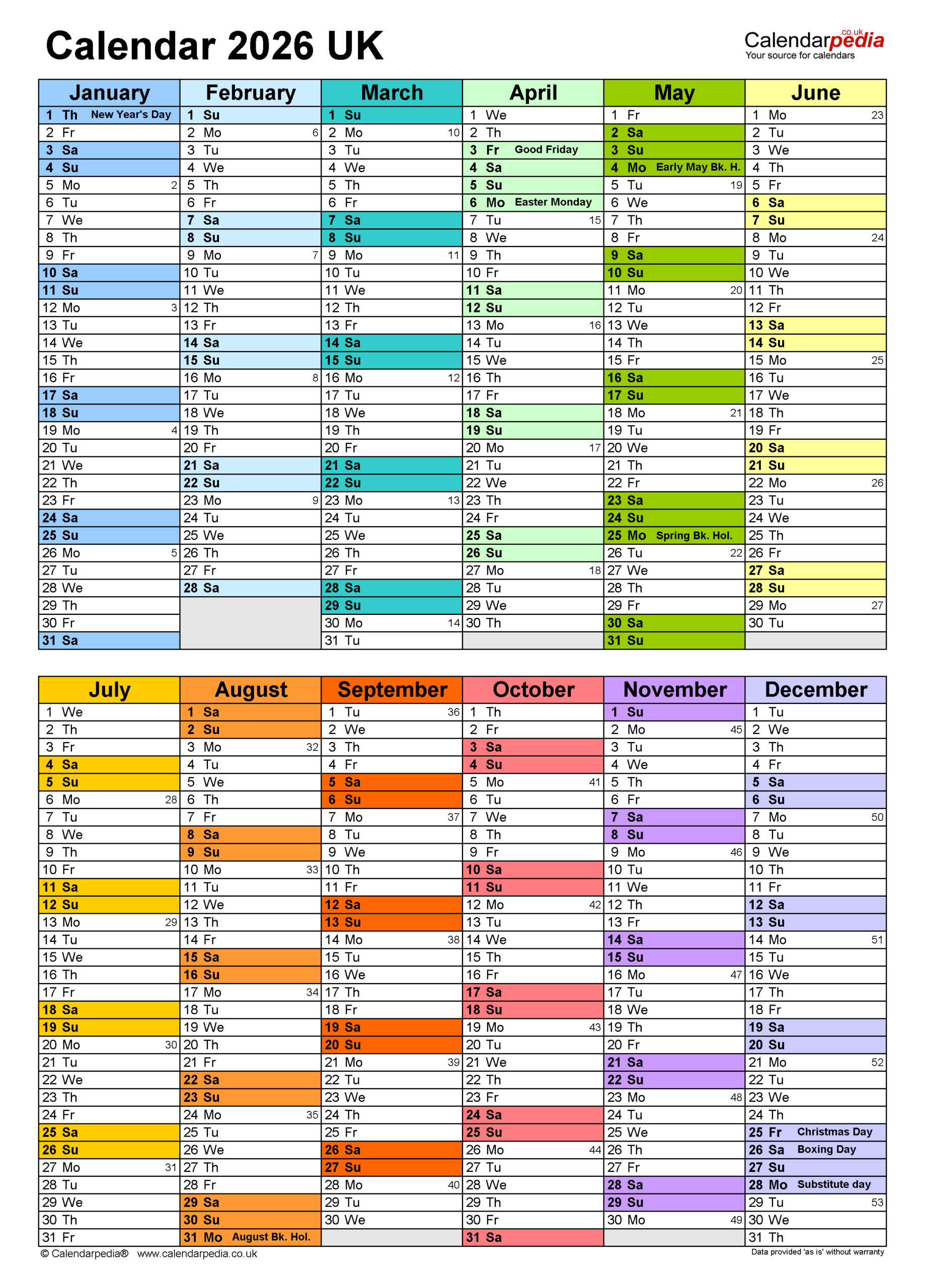 Calendar 2026 (Uk) - Free Printable Pdf Templates regarding Yearly Event Calendar 2026