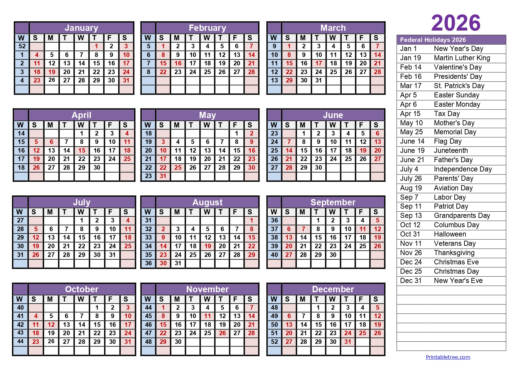 Calendar Weeks 2026 - Printable Tree pertaining to 2026 Calendar with Week Numbers Printable