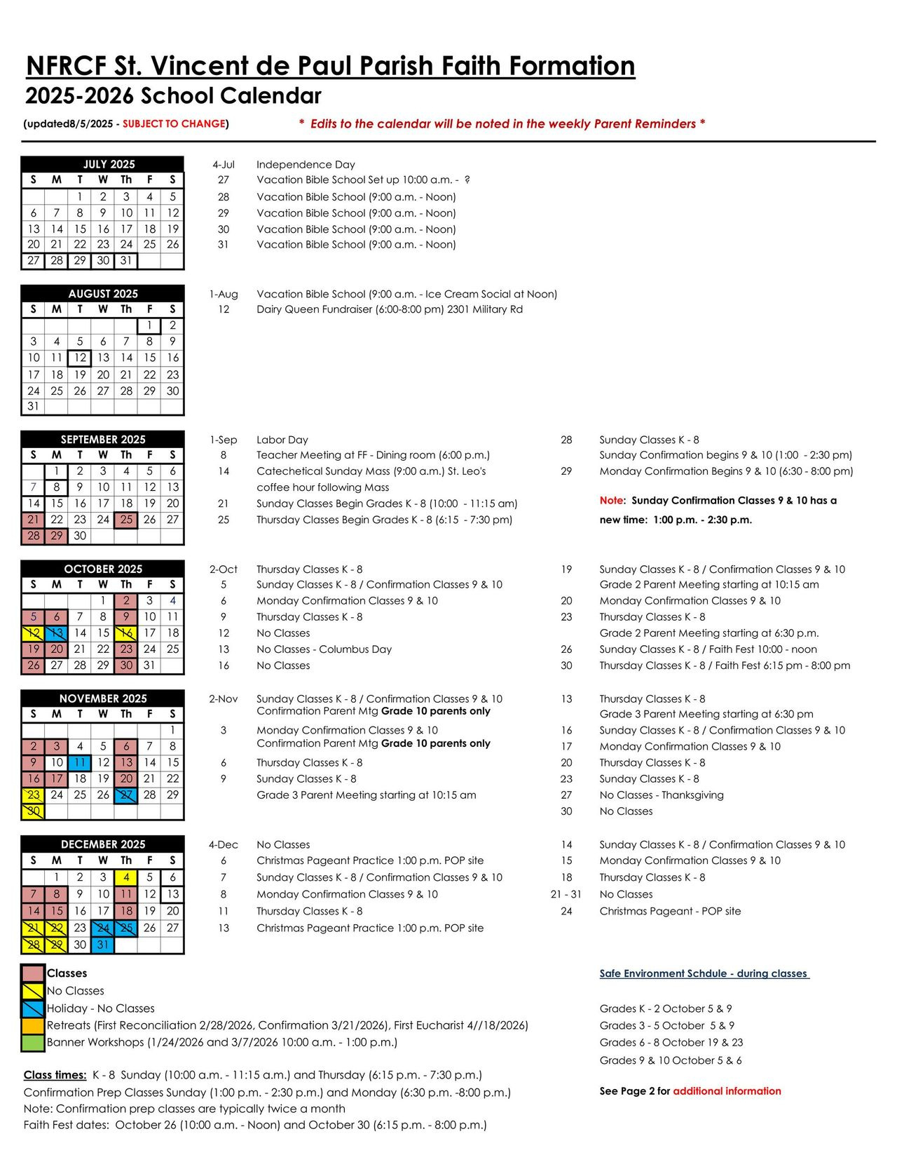 Calendar with Niagara Catholic School Board Calendar 2026